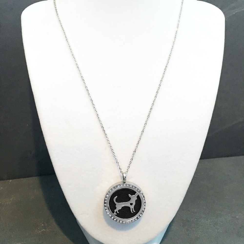 Chihuahua Aromatherapy Pendant // Silver Necklace
